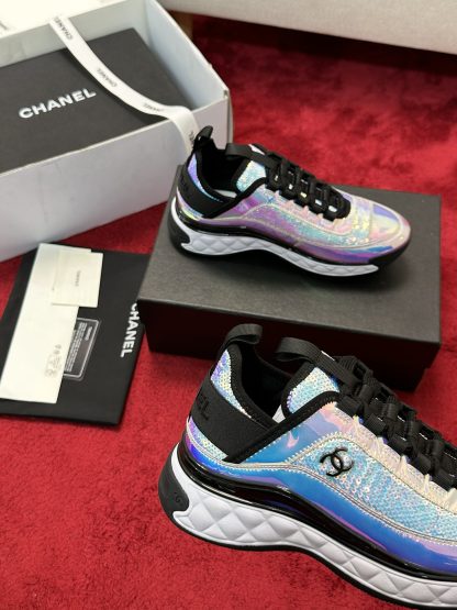 Chanel men's and women's couple's purple and blue mixed craft embroidery style versatile casual sports shoes - Image 5