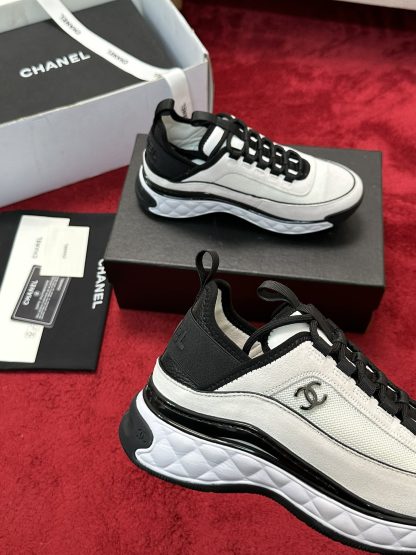 Chanel men's and women's couple's versatile fashion white and black mix and match casual sports shoes - Image 5