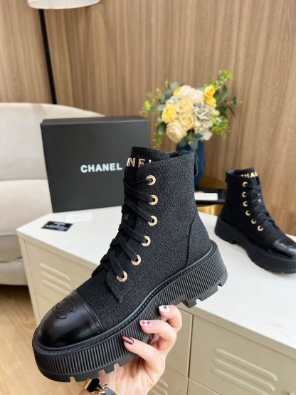 Chanel autumn and winter new black strap design non-slip boots - Image 5