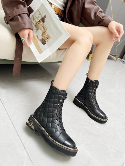 Chanel black autumn and winter heavy fashionable simple style Martin boots - Image 4