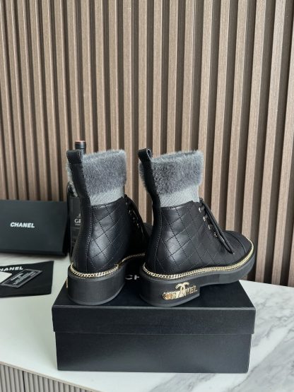 Chanel black and gray autumn and winter hit fashionable simple boots - Image 4