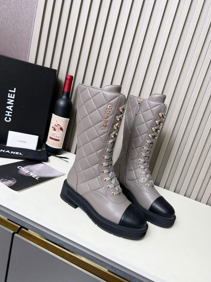 Chanel autumn and winter electric show diamond style gray mid-boots - Image 5