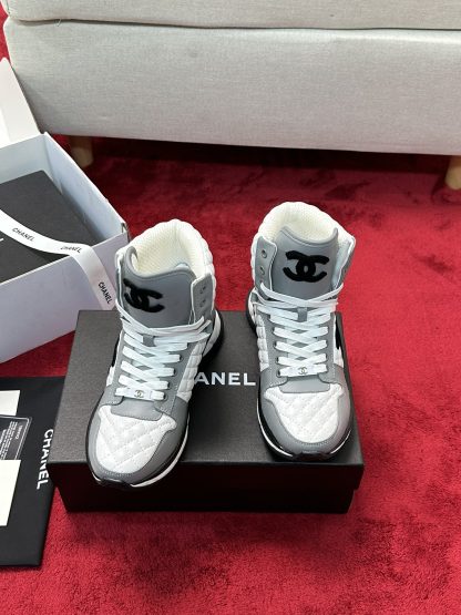 Chanel Early Autumn New Diamond Panda White and Gray Sneakers - Image 4