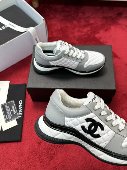 Chanel white and gray craft embroidery style fashion casual sports shoes - Image 5