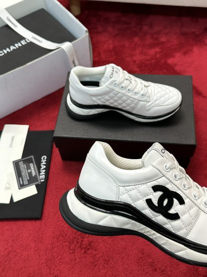 Chanel white and black craft embroidery style fashion casual sports shoes - Image 4
