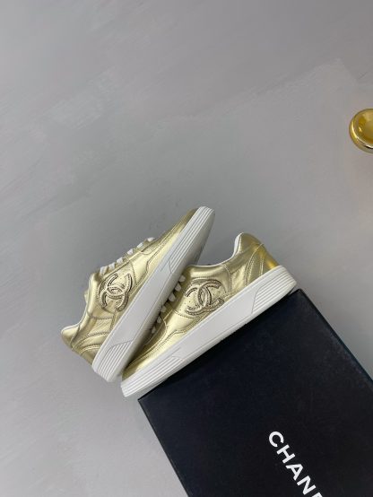 Chanel Spring and Summer Ultra High Quality Gold Fashionable Casual Sports Sneakers - Image 5