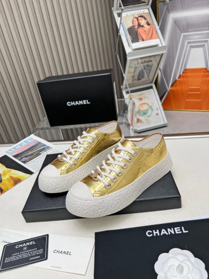 Chanel high-end custom gold classic comfortable casual shoes - Image 5