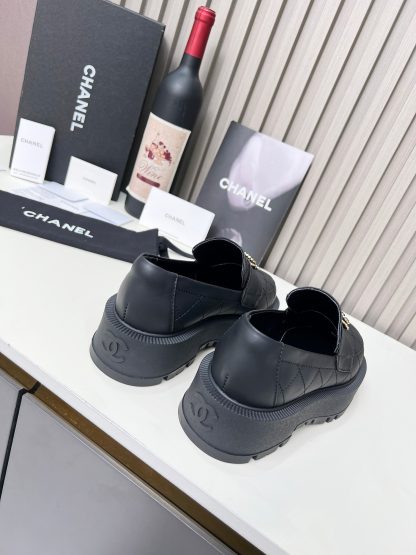 Chanel black electric show diamond style imported leather loafers - Image 5