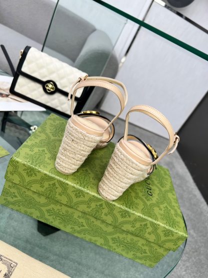 Gucci Straw Platform Sandals - Image 5