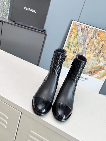 Chanel autumn and winter main season black leather Martin boots - Image 3