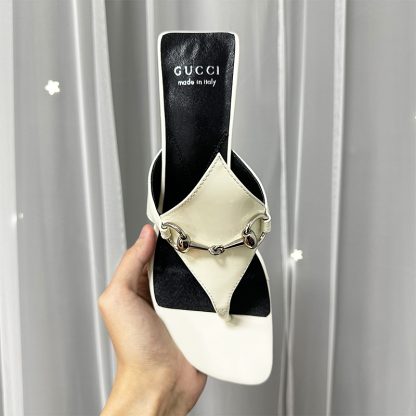 Gucci Spring and Summer Square Toe Flip Flops Classic Buckle Series - Image 5