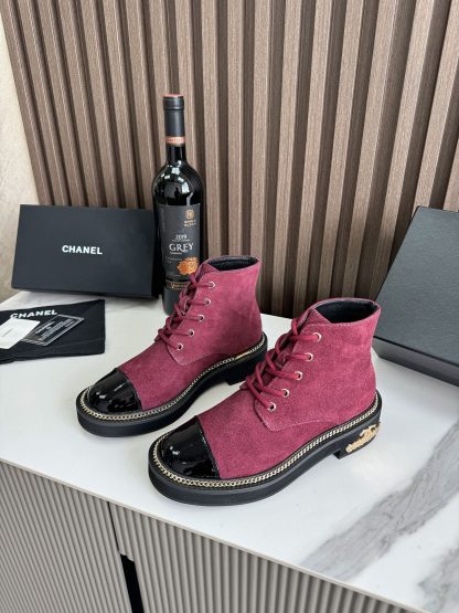 Chanel autumn and winter hit red fashionable simple leather boots - Image 5