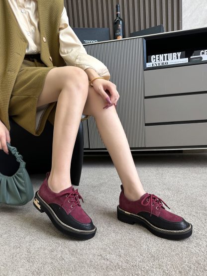 Chanel autumn and winter red fashionable simple leather loafers - Image 5