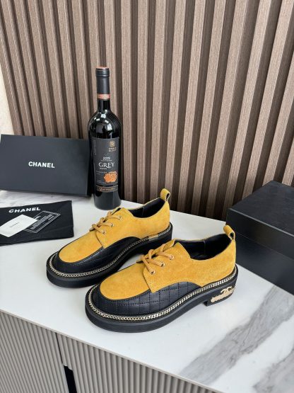 Chanel autumn and winter big yellow fashionable simple leather loafers - Image 5