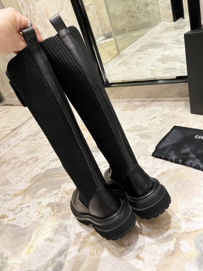 Chanel autumn and winter new handsome black matte letter knight boots - Image 4