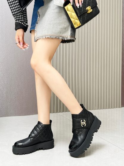 Chanel autumn and winter new black electric show diamond style leather boots - Image 5