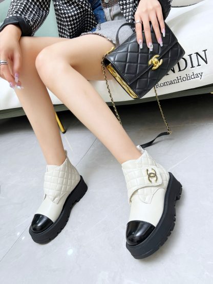 Chanel autumn and winter new beige electric show diamond style leather boots - Image 5