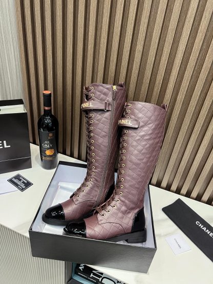 Chanel Purple Super Comfortable High Boots - Image 5