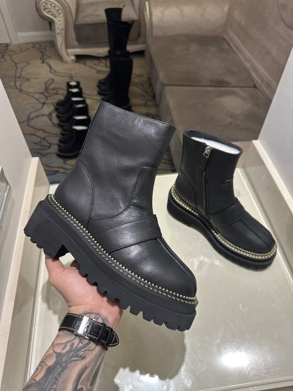 Chanel black autumn and winter high-end classic luxury leather ankle boots - Image 5