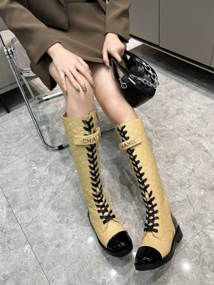 Chanel apricot-colored super comfortable mid-length boots - Image 5