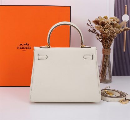 Hermes Milkshake White Kelly Handbag Size 28cm 25cm - Image 5