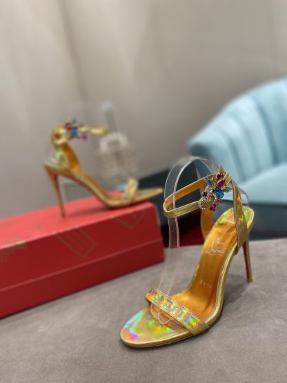 ChristianLouboutin Colorful Crystal Elegant High Heels - Image 4