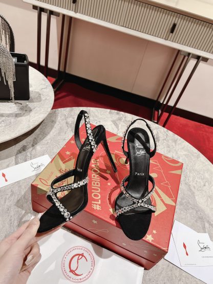 Christian Louboutin cross-strap glitter high heels - Image 5
