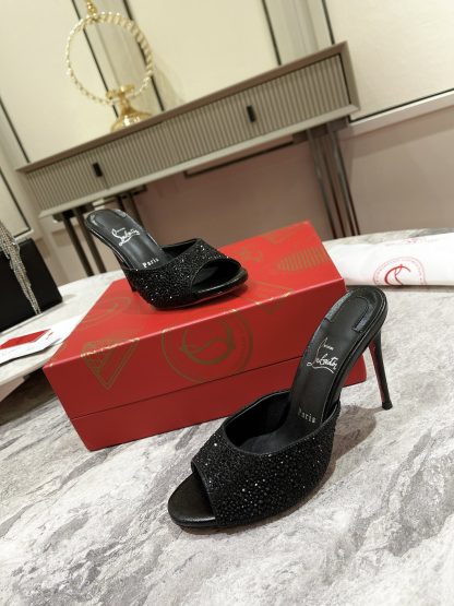 ChristianLouboutin cute retro fish mouth diamond high heel sandals - Image 5