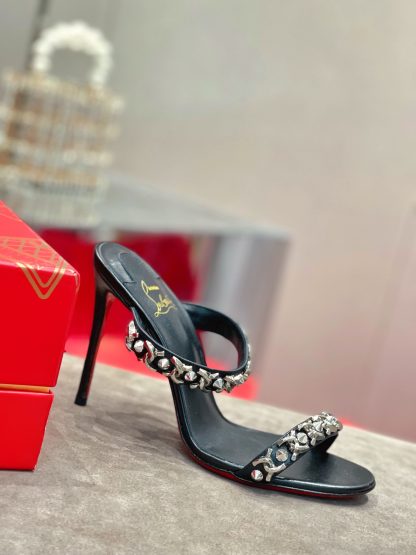 Christian Louboutin Chain Studded High Heels Sandals - Image 5