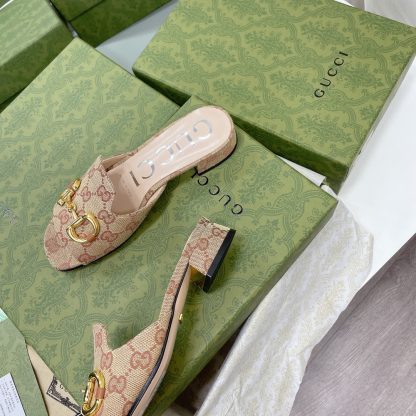 Gucci horsebit shallow design with square toe and three-dimensional square heel slippers - Image 3