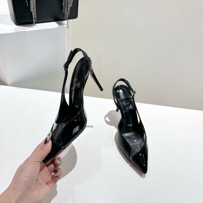 Christian Louboutin patent leather backless high-heeled sandals - Image 5