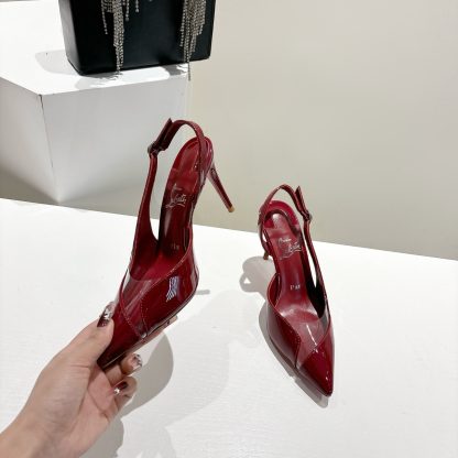 Christian Louboutin patent leather backless high-heeled sandals - Image 5