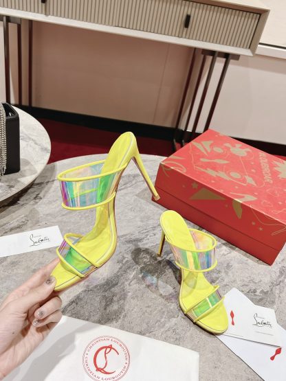 Christian Louboutin Fashion Neon Yellow Just Loub High Heel Sandals - Image 5