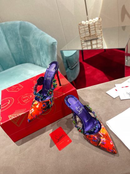 ChristianLouboutin rhinestone spike exquisite sandals high heels - Image 5