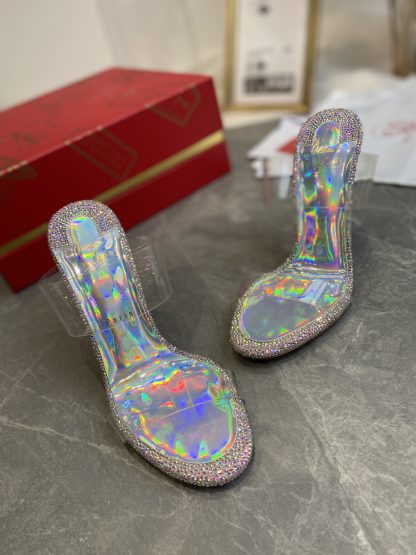ChristianLouboutin 透明一字带红底凉鞋高跟鞋 - Image 3