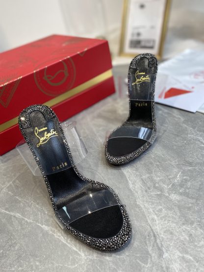 ChristianLouboutin transparent one-strap diamond sandals high heels - Image 4