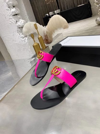 Gucci Double G buckle ribbon square toe flat slides - Image 6