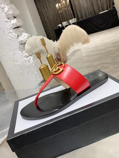 Gucci Double G buckle ribbon square toe flat slides - Image 6