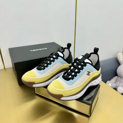 Chanel classic yellow and blue mix and match fashion casual dad shoes for men and women - Image 5