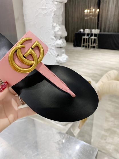 Gucci Double G buckle ribbon square toe flat slides - Image 6