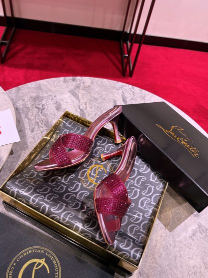 ChristianLouboutin elegant fish mouth diamond sandals high heels - Image 5
