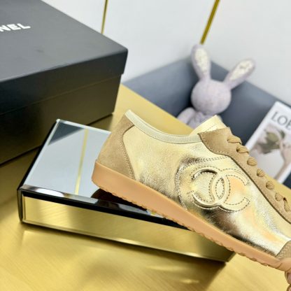 Chanel golden brown mix classic fashion casual sneakers - Image 5