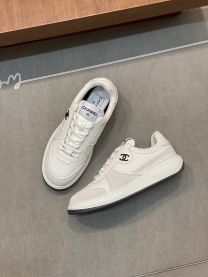 Chanel autumn and winter new white gray fashionable cowhide breathable sneakers - Image 5