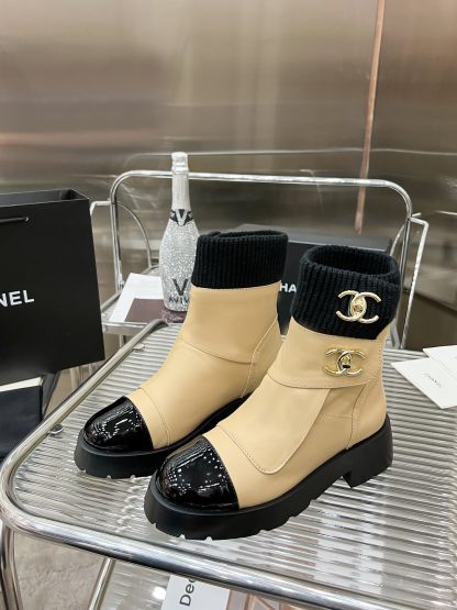 Chanel apricot autumn and winter leather boots - Image 4