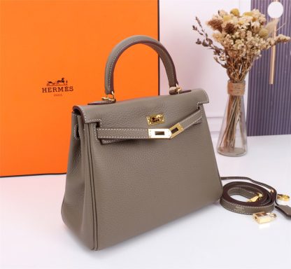 Hermes Elephant Grey Kelly Handbag Size 28cm 25cm - Image 5