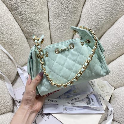 Chanel-style hippie hobo light green mini bag - Image 5