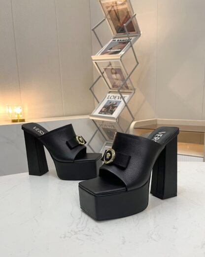 VERSACE SQUARE TOE CHIC HIGH HEELS - Image 5