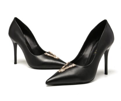 VERSACE Fashion Classic V-Buckle High Heels - Image 5