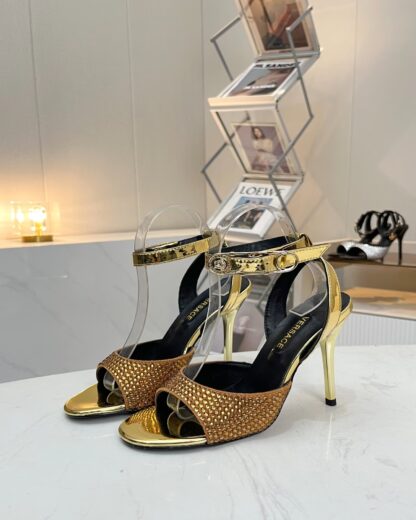 VERSACE new style brooch buckle rhinestone high-heeled sandals - Image 5