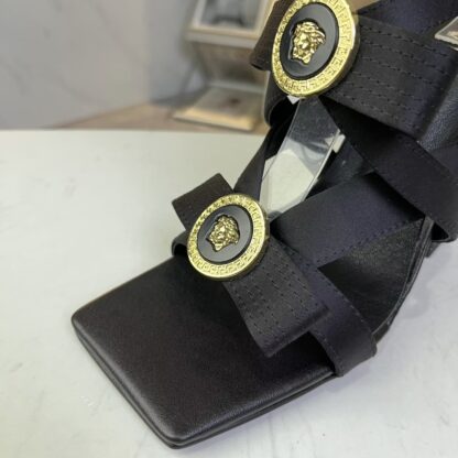 VERSACE new square toe chunky heel sandals high heels - Image 5